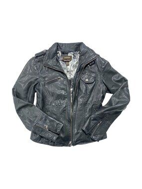 DANIER Italian Leather Fitted Moto Jacket Black XS Biker Chic Indie Sleaze Y2K